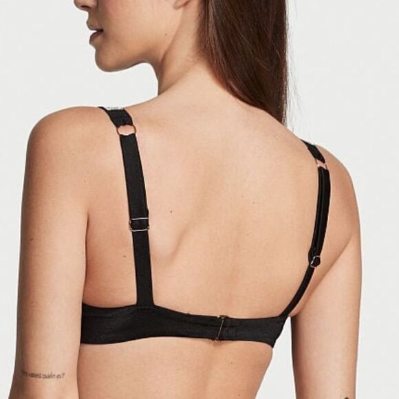 Victorias Secret Swim Shine Strap Sexy Tee Push Up Bikini Top Black - Picture 9 of 9